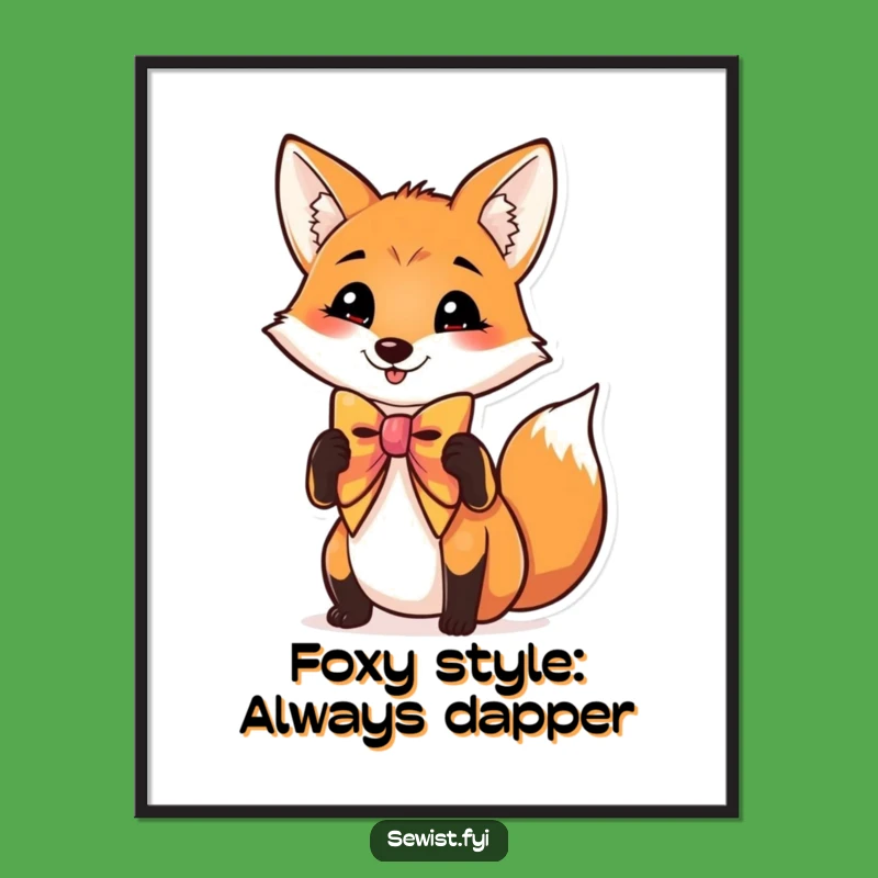 Free Printable Fox Wall Art: Dapper Bow Tie Animal Art Downloadable Decor