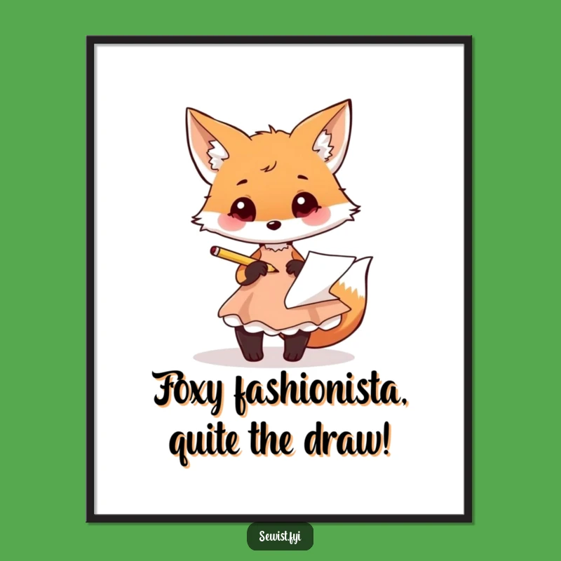 Free Printable Wall Art: Fox Fashion Sketch Funny Downloadable Decor