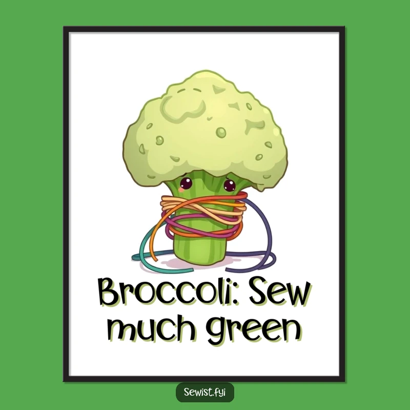 Funny Free Printable Wall Art: Broccoli Sewing Tangle - Downloadable DIY Decor