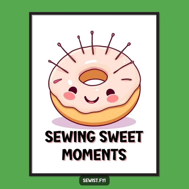 Funny Free Printable Wall Art: Cheerful Donut Sewing Vibes - Downloadable DIY Decor