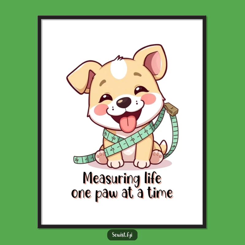 Funny Free Printable Wall Art: Dog Measures Fabric, Playful Digital Download!