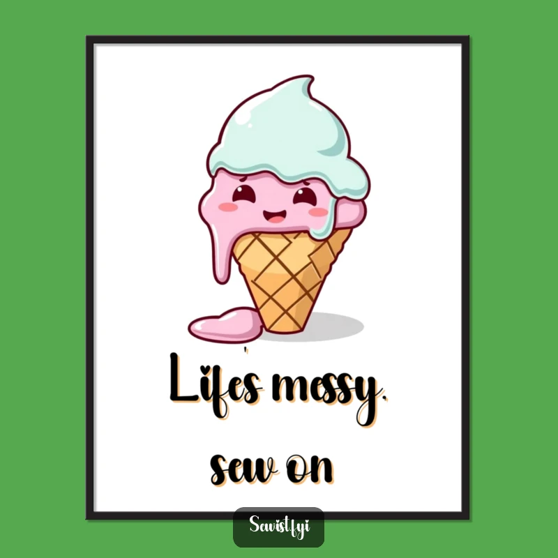 Funny Free Printable Wall Art: Melting Ice Cream Sewing Fail - Downloadable DIY Decor