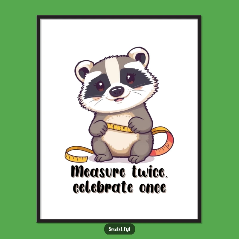 Dedicated Free Printable Wall Art: Badger Measuring Fabric