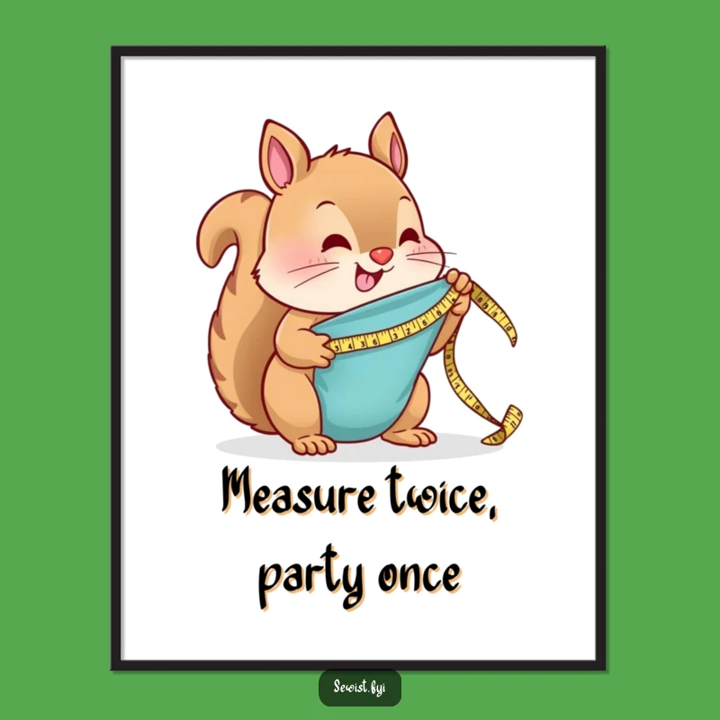 Free Printable Wall Art: Humorous Squirrel Seamster Downloadable Decor