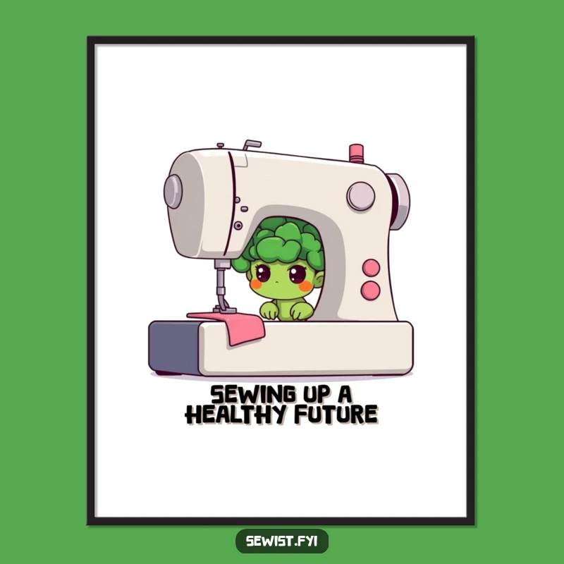 Funny Free Printable Wall Art: Shy Broccoli Sewing Humor, Downloadable Art!