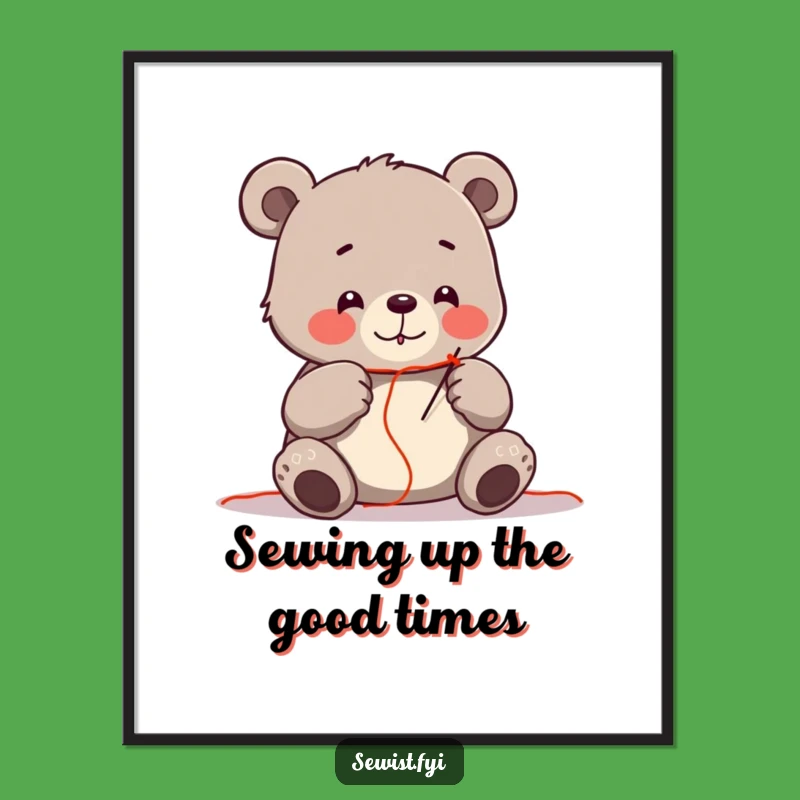 Funny Free Printable Wall Art: Bear Threads Needle, Crafty Digital Download!