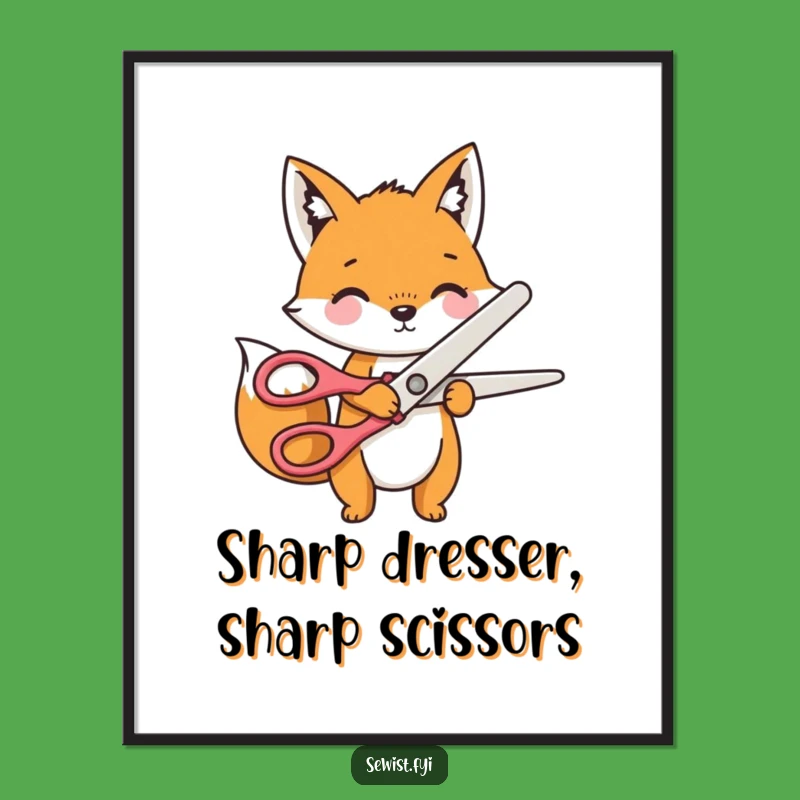 Free Printable Wall Art: Fox Cutting Fabric Humor, Hilarious Decor