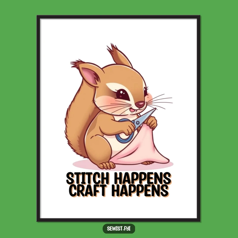 Free Printable Wall Art: Determined Squirrel Crafter, Funny Downloadable Decor