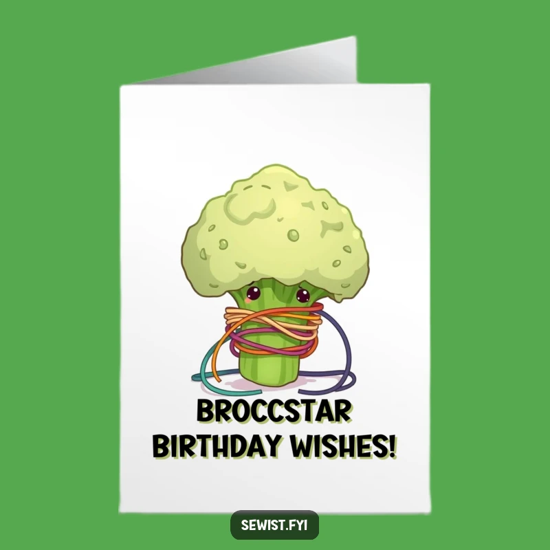 Free Printable Birthday Card: Broccoli Sewing Chaos - Funny Downloadable Gift