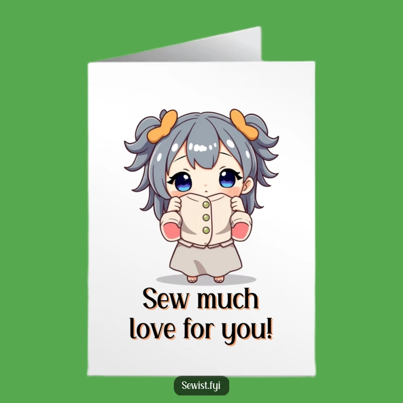 Free Printable Birthday Card: Funny Sewing Character, DIY Downloadable Gift for Crafters