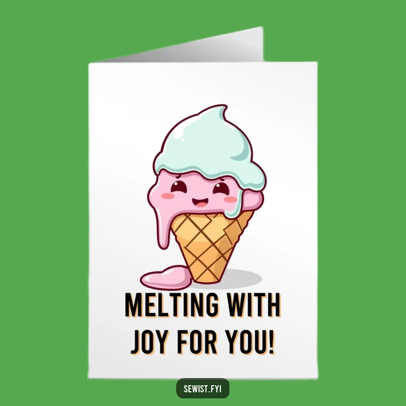 Free Printable Birthday Card: Funny Melting Ice Cream Sewing Fail - Downloadable DIY Gift