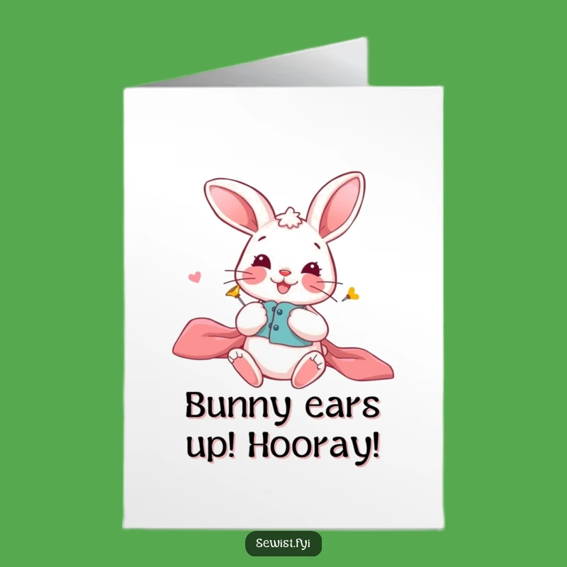 Free Printable Congrats Card: Bunny Pinning Fabric Funny Downloadable Gift