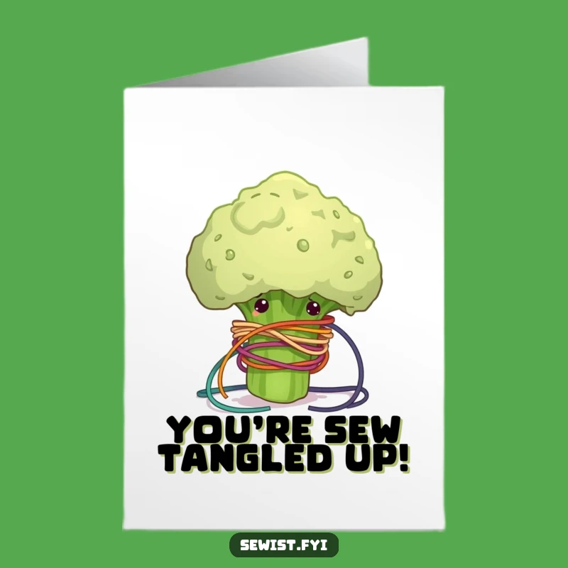Free Printable Congrats Card: Broccoli Sewing Mess - Funny Downloadable DIY