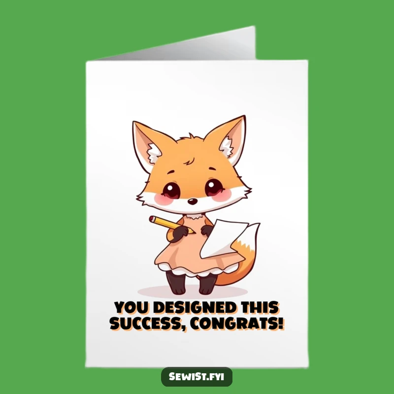 Free Printable Congrats Card: Fox Fashion Design Funny Downloadable Gift