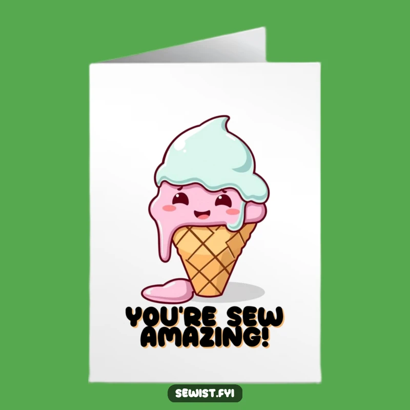 Free Printable Congrats Card: Ice Cream Sewing Disaster - Funny Downloadable DIY