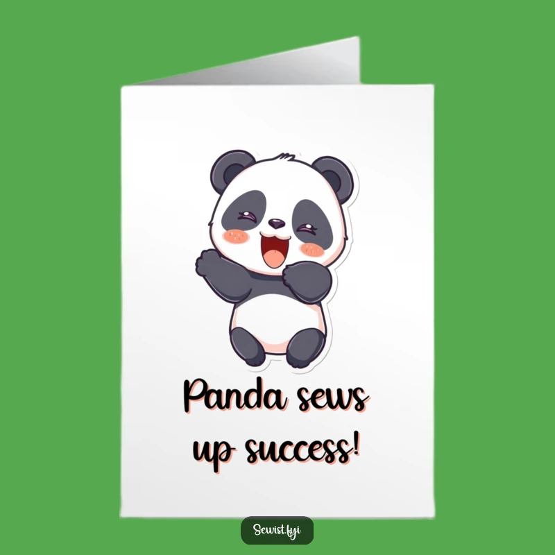 Free Printable Congrats Card: Panda's Crafting Success, Digital Download for Easy Print at Home