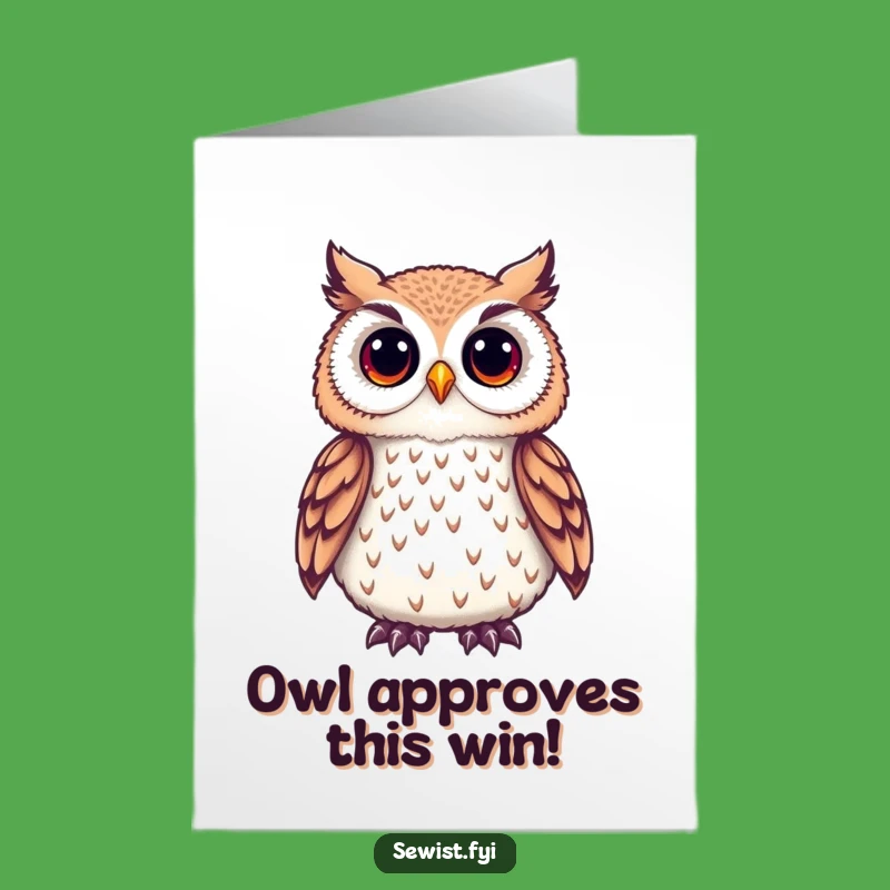 Free Printable Congrats Card: Owl's Appreciative Gaze, Digital Download for Easy Print at Home