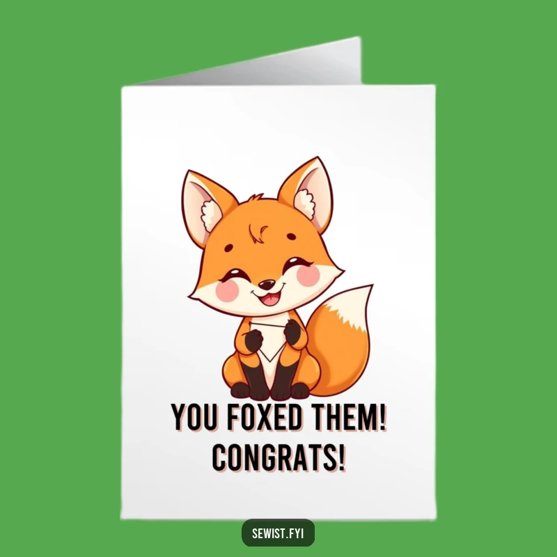 Free Printable Congrats Card: Fox Stitching Patch Funny Downloadable Gift