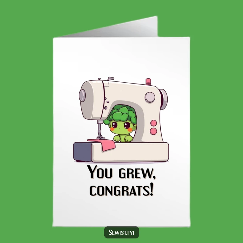 Funny Free Printable Congrats Card: Broccoli's Sewing Triumph, Print at Home!