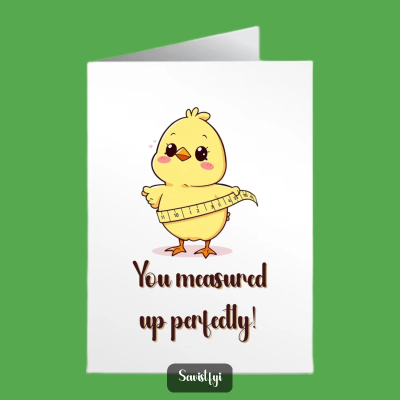 Free Printable Congrats Card: Curious Chick Measures Success, Funny Downloadable Gift