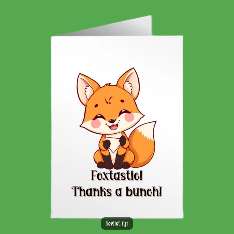 Free Printable Thanks Card: Fox Stitching Patch Funny Downloadable Gift