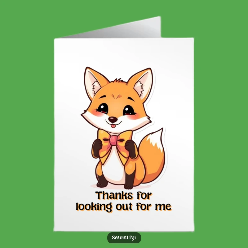 Free Printable Fox Thank You Card: Dapper Bow Tie Animal Downloadable Gift