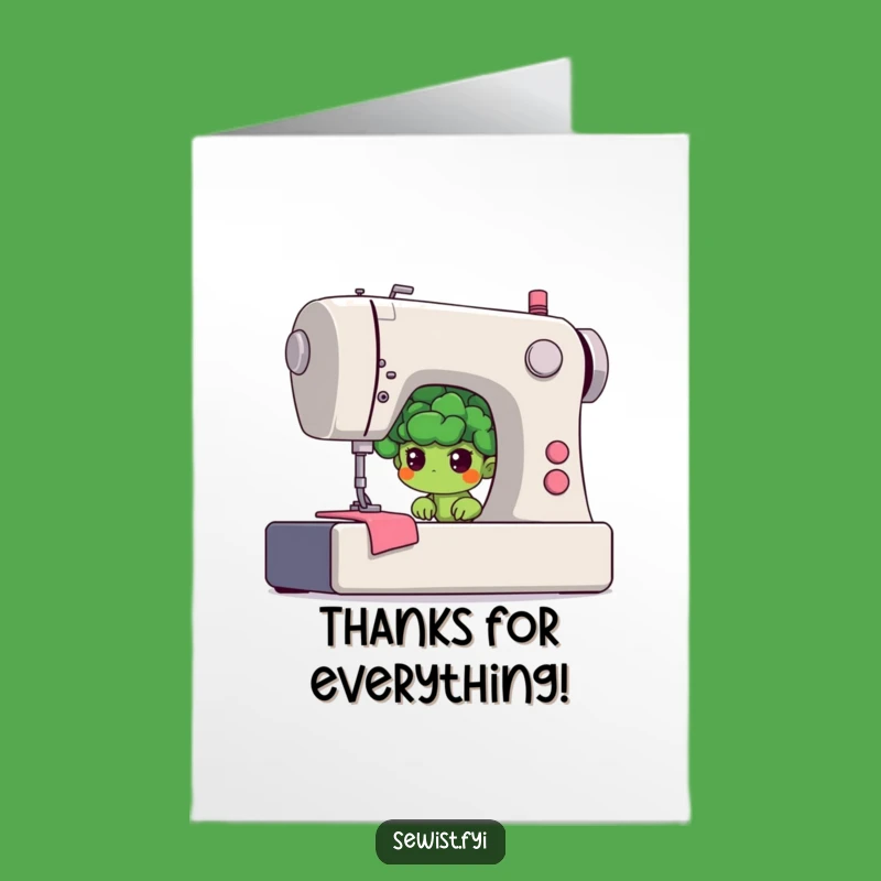 Quirky Free Printable Thank You Card: Broccoli's Sewing Effort, Print at Home!