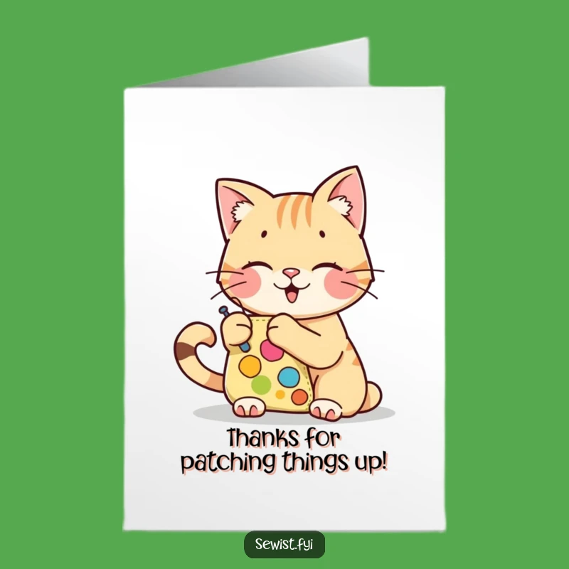 Free Printable Thank You Card: Cat's Handmade Thanks Patch - Downloadable