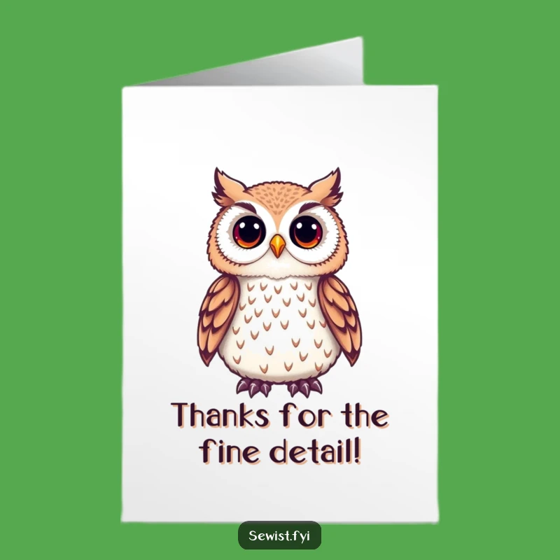 Free Printable Thank You Card: Owl's Detailed Thanks, Downloadable Gift to Print at Home