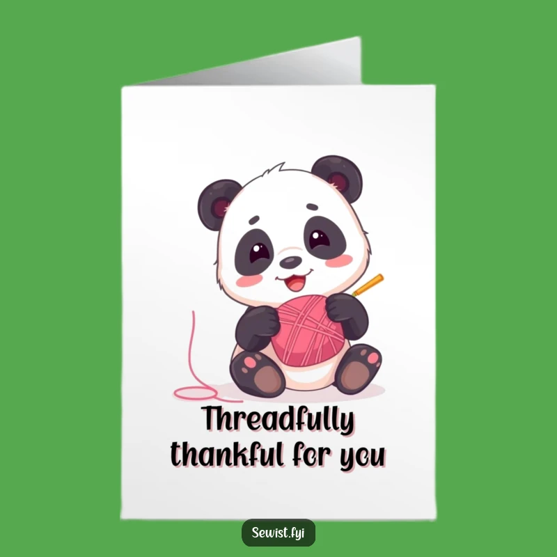 Free Printable Thank You Card: Panda Thread Delight, Downloadable Gift