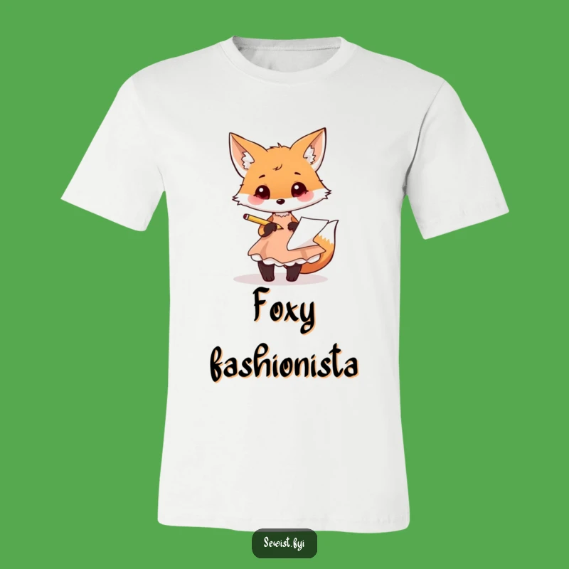 Funny Fox Fashion T-Shirt: Sketching Dresses with Flair, Perfect Gift for Designers