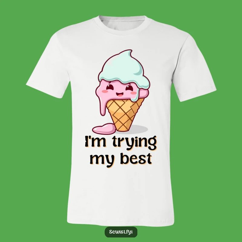 Funny T-Shirt: Melting Ice Cream Cone Sewing Struggle, Hilarious Crafter Apparel