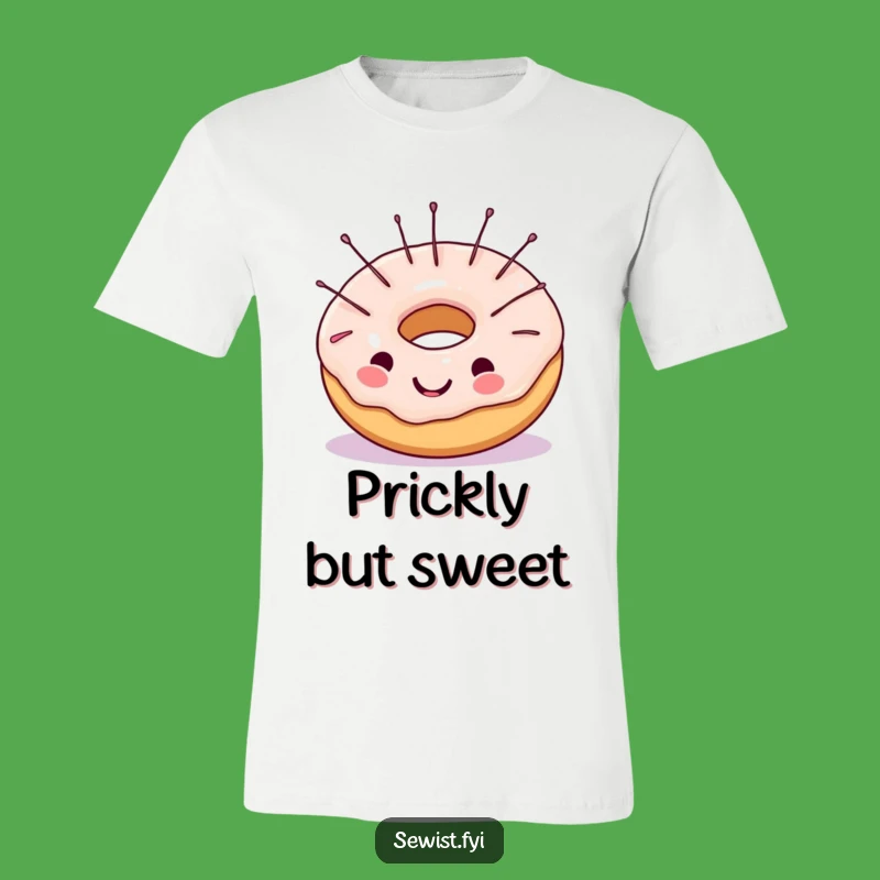 Funny T-Shirt: Cheerful Donut Sewing Needles, Hilarious Crafter Apparel