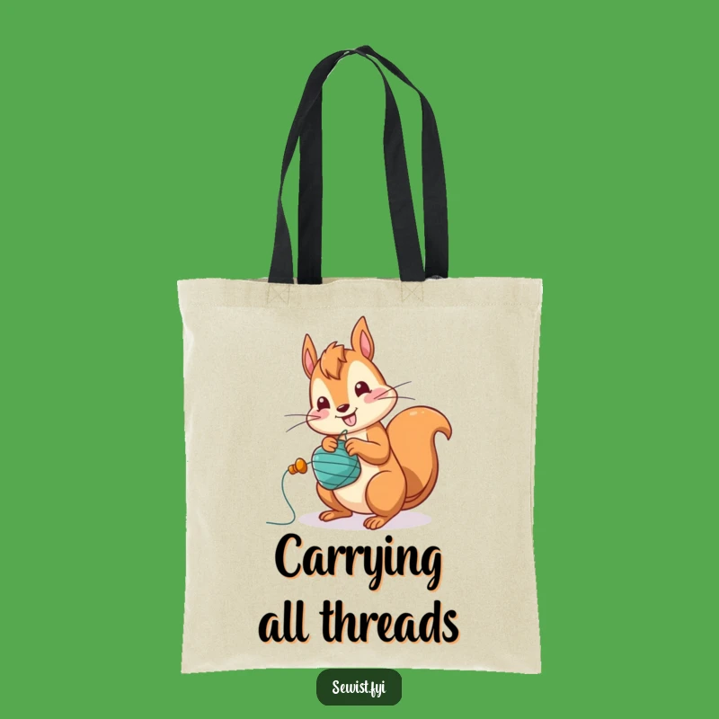 Funny Squirrel Bobbin Winding Tote Bag - Carry Your Supplies Fast!