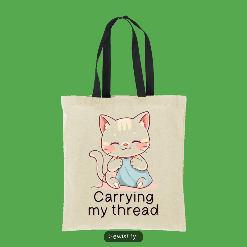 Funny Cat Sewing Tote Bag: Carry Your Supplies in Style, Happy Kitty Stitching Gift