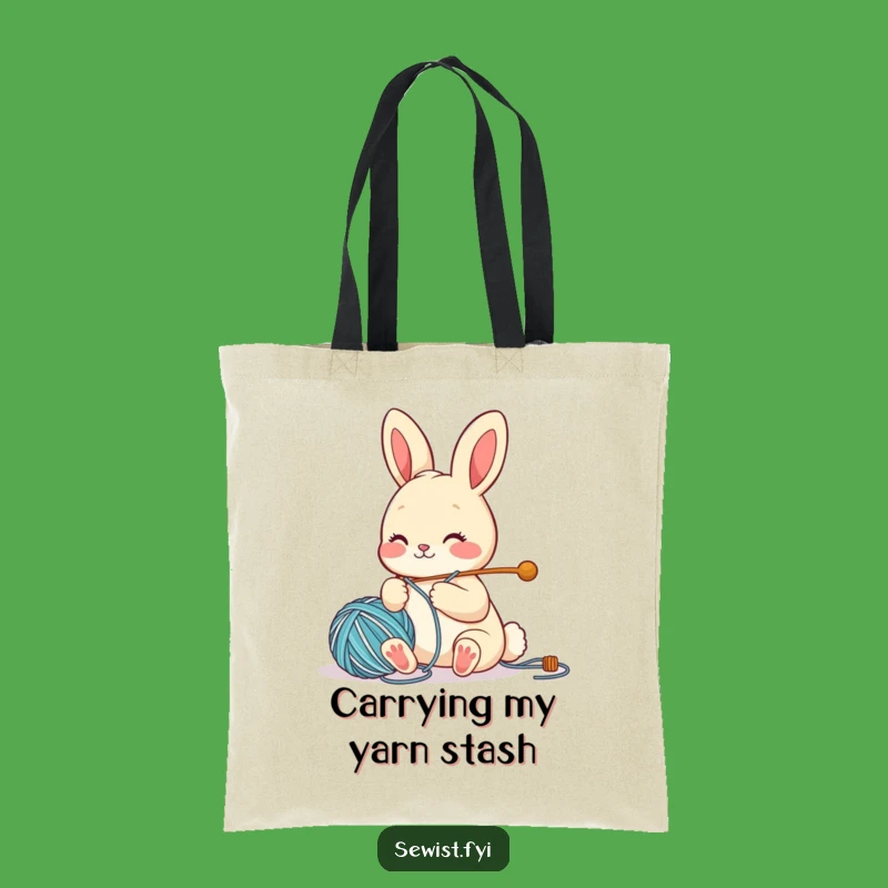 Funny Bunny Crafter Tote Bag: Cute Character Yarn Bag, Perfect Shopping Gift