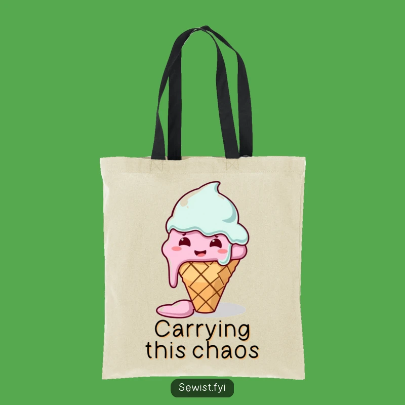 Funny Tote Bag: Melting Ice Cream Cone Sewing Fails, Perfect Crafter Accessory