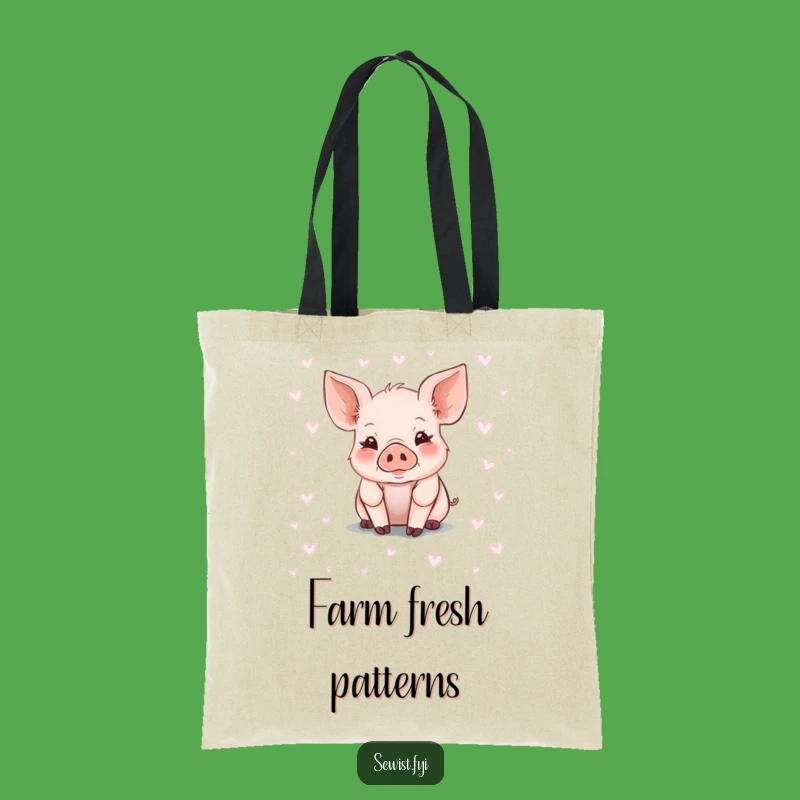 Funny Piglet Tote Bag: Stylish Chalk Art Farmer's Market Designer Gift