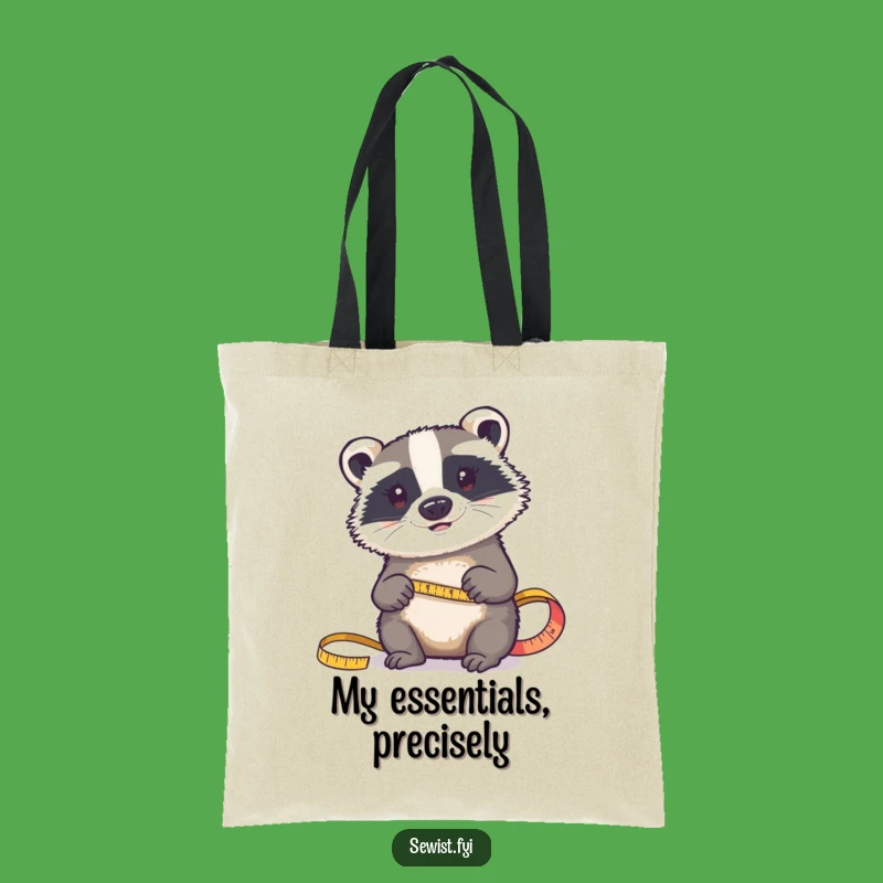 Funny Badger Sewing Tote Bag: Determined Critter Carries Tools, Craft Gift