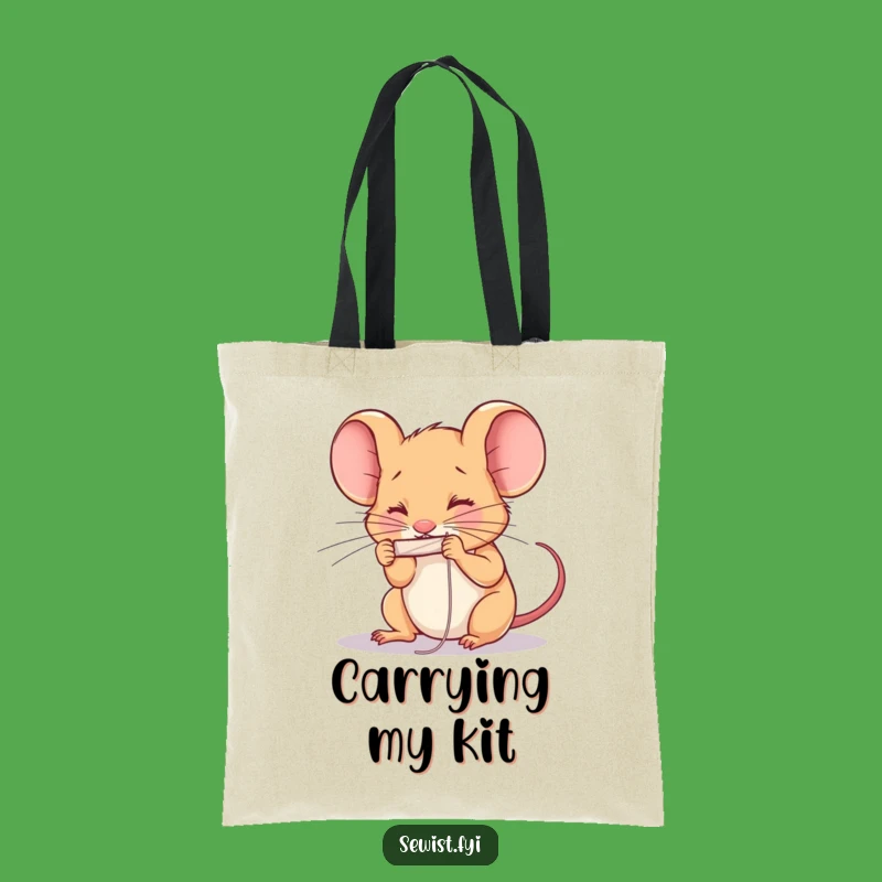 Funny Determined Mouse Sewing Tote Bag: Stylish and Humorous Accessory for Precision Crafters