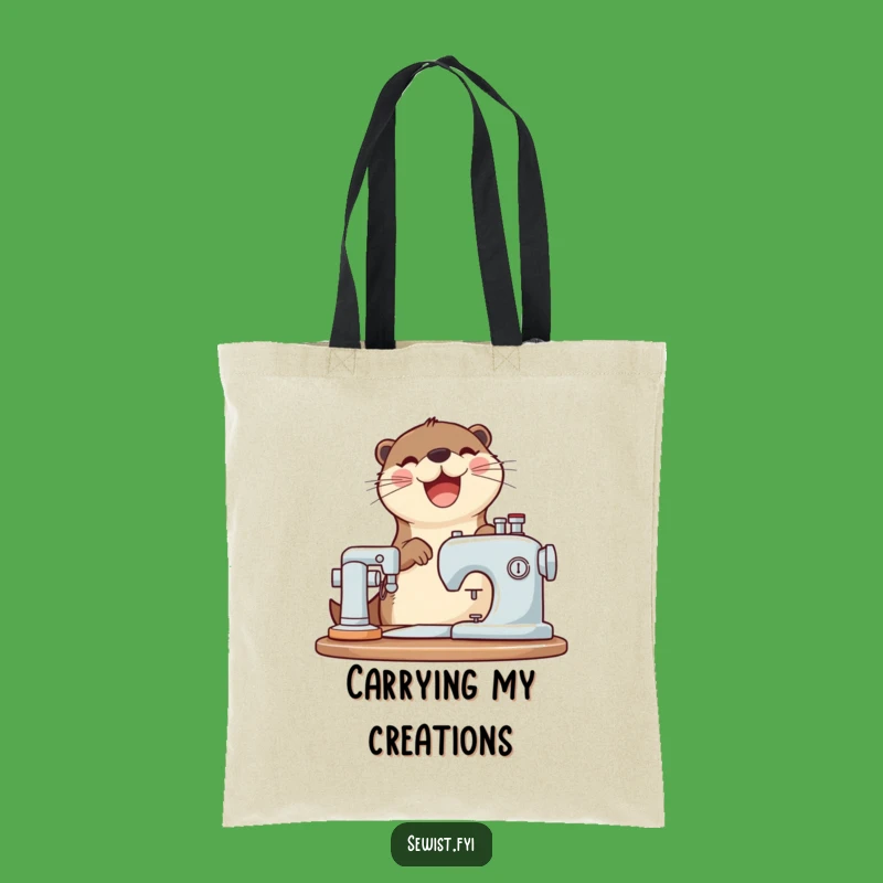 Funny Otter Sewing Tote Bag: Carry Your Supplies, Joyful Whirring Gift