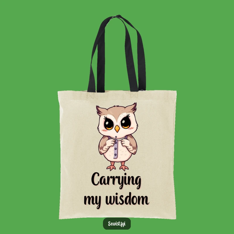 Funny Owl Sewing Tote Bag: Contented Critter Carries Tools, Fashion Gift