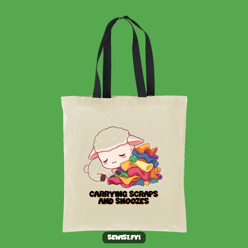 Funny Sleepy Sheep Tote Bag: Carry Your Fabric Scraps in Style