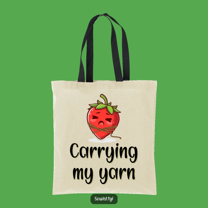 Funny Startled Strawberry Tote Bag: Carry Your Crafty Mishaps!