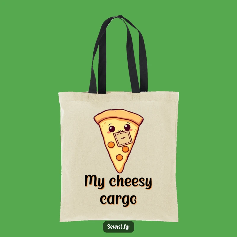 Funny Tote Bag: Proud Pizza Slice Patch, Hilarious Crafter Accessory